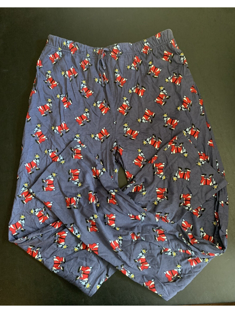 GOAT USA Youth L Christmas Goat Graphic Pajama Pants Blue/Red Drawstring NWT